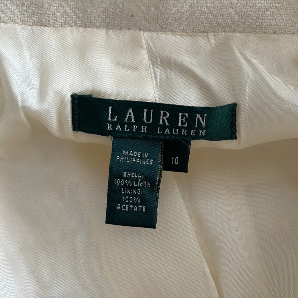 Lauren Ralph Lauren ivory houndstooth linen blazer - Picture 5 of 11